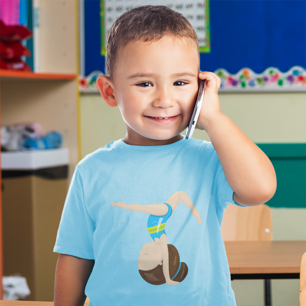 Toddler T-Shirt Gymnastic Blue Suit Brown Sports Gymnastics Boy & Girl Clothes - Picture 3 of 39