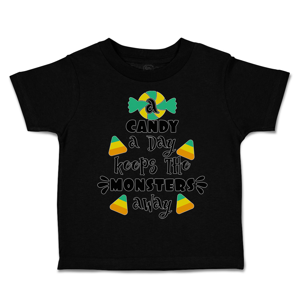 Halloween Toddler T-Shirt Candy A Day Keeps The Monsters Away Multi Colour - Picture 8 of 21