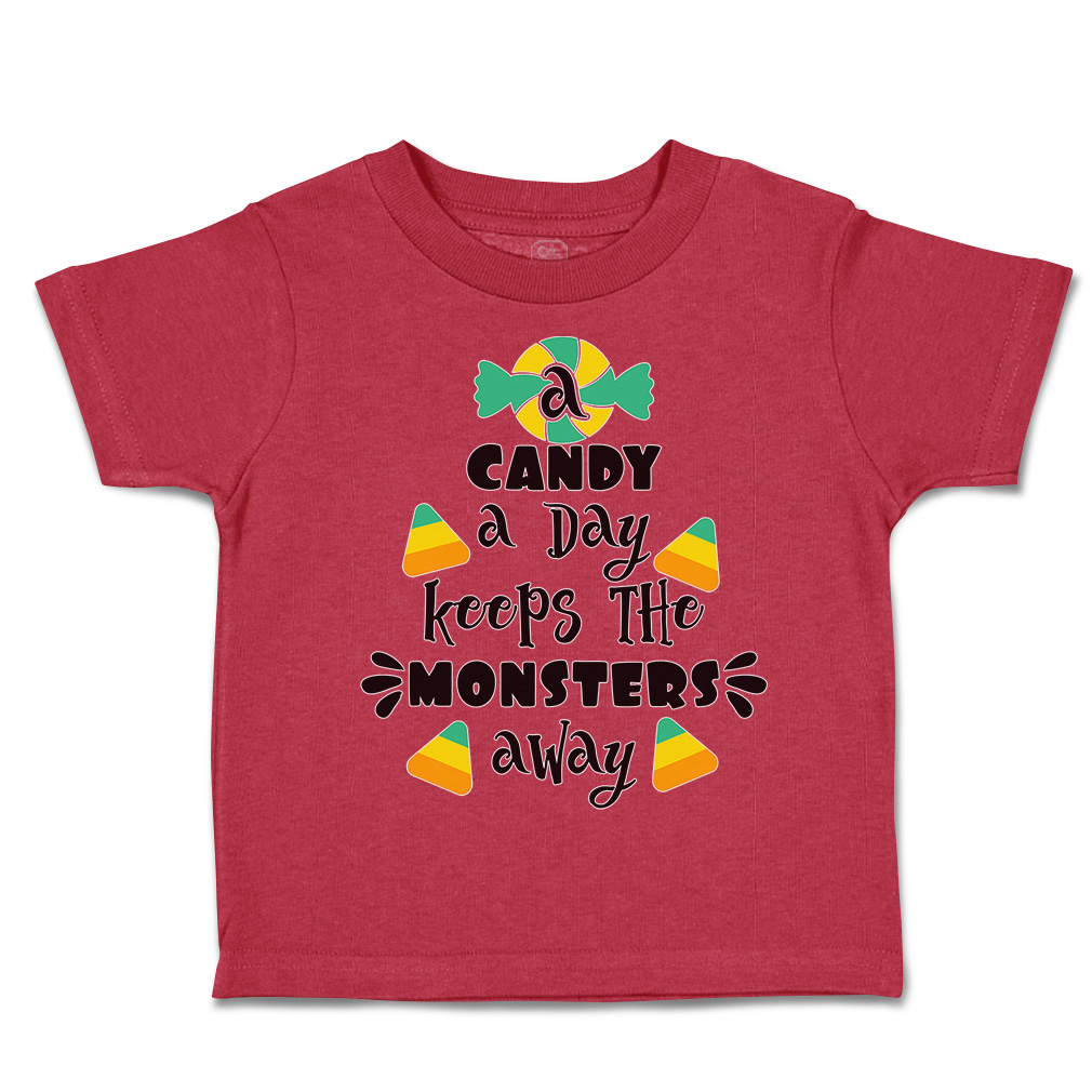 Halloween Toddler T-Shirt Candy A Day Keeps The Monsters Away Multi Colour - Picture 20 of 21