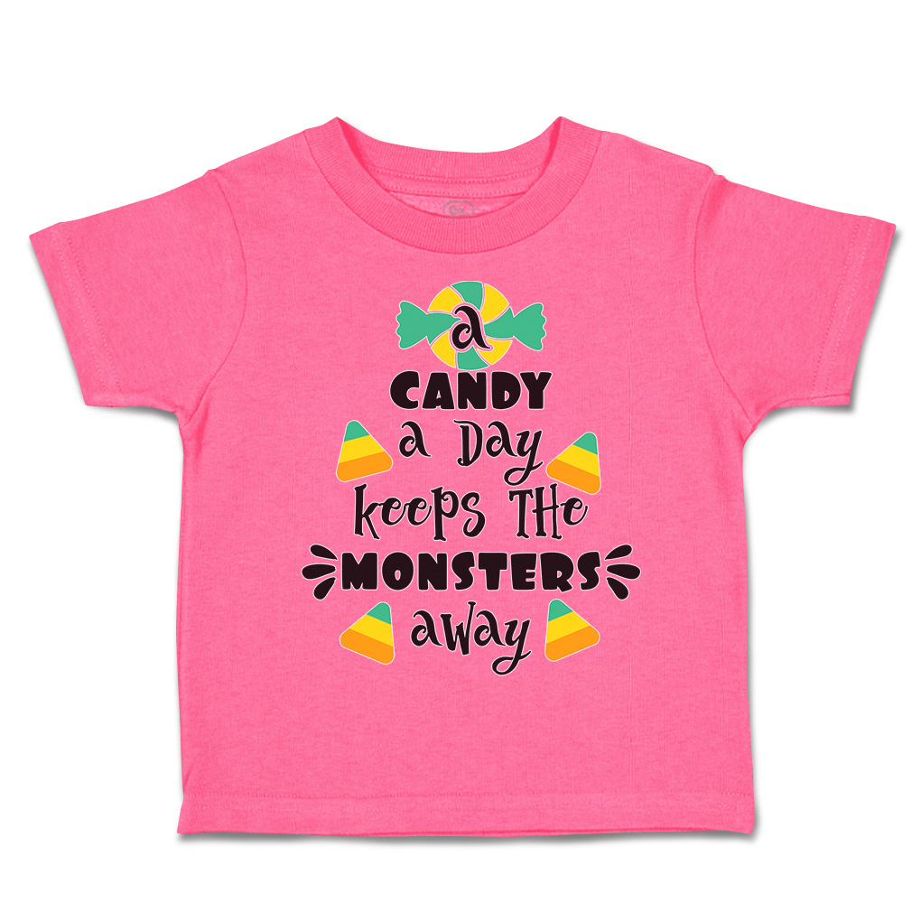 Halloween Toddler T-Shirt Candy A Day Keeps The Monsters Away Multi Colour - Picture 7 of 21