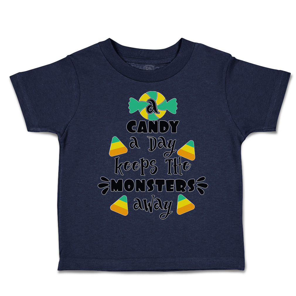 Halloween Toddler T-Shirt Candy A Day Keeps The Monsters Away Multi Colour - Picture 10 of 21