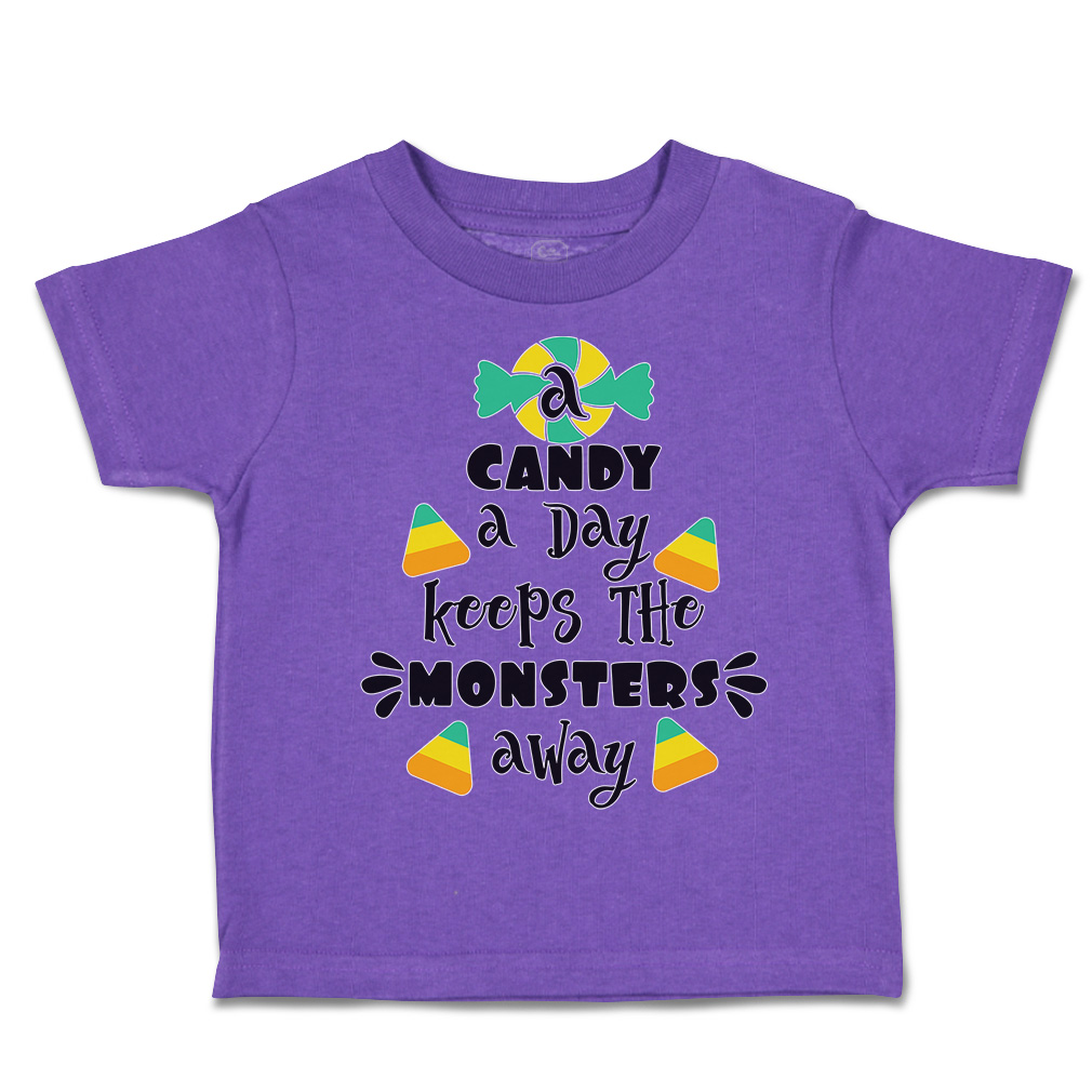 Halloween Toddler T-Shirt Candy A Day Keeps The Monsters Away Multi Colour - Picture 15 of 21