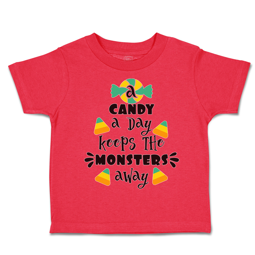 Halloween Toddler T-Shirt Candy A Day Keeps The Monsters Away Multi Colour - Picture 12 of 21