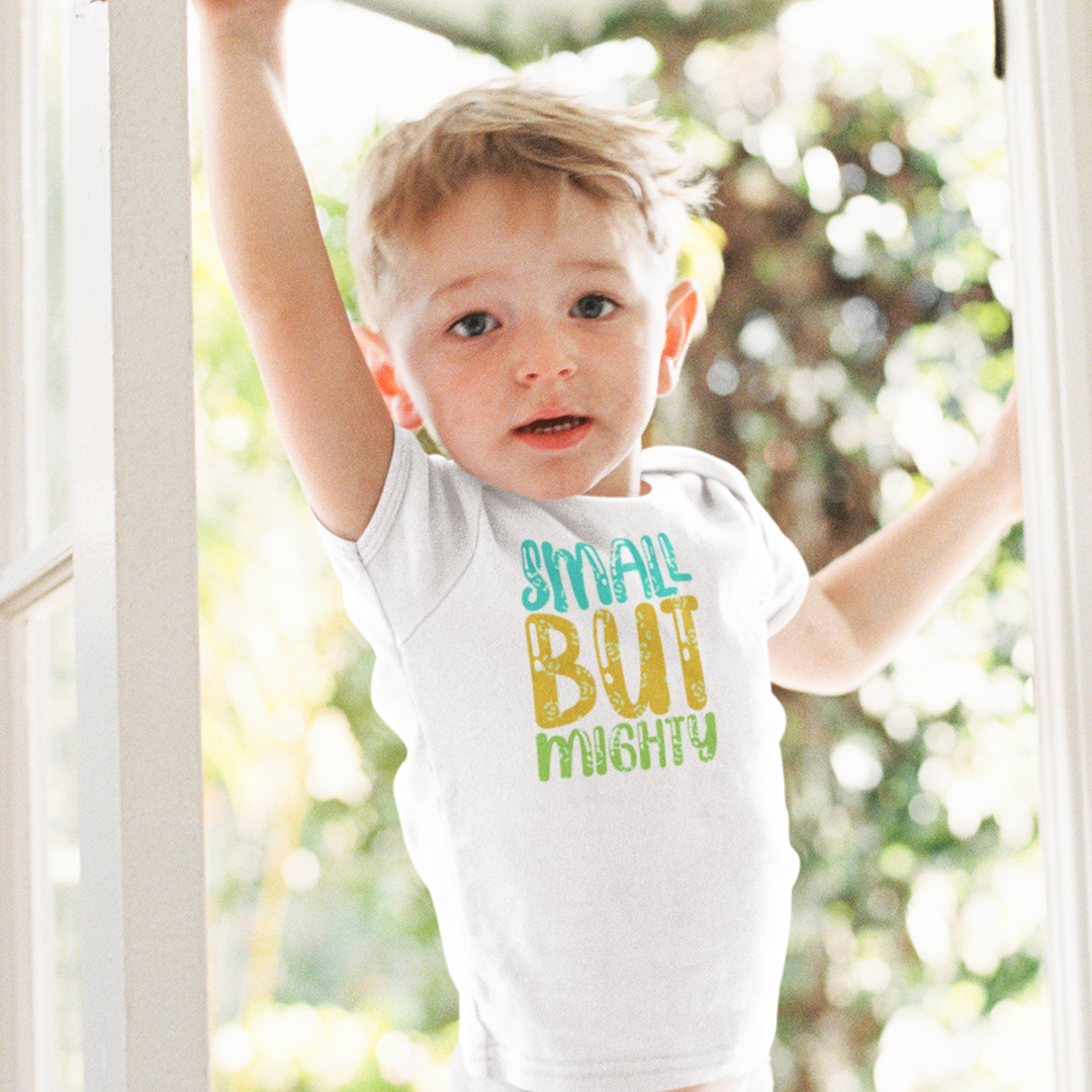 Toddler T-Shirt Small but Mighty A Cotton Boy & Girl Clothes Funny Tee - Picture 2 of 14