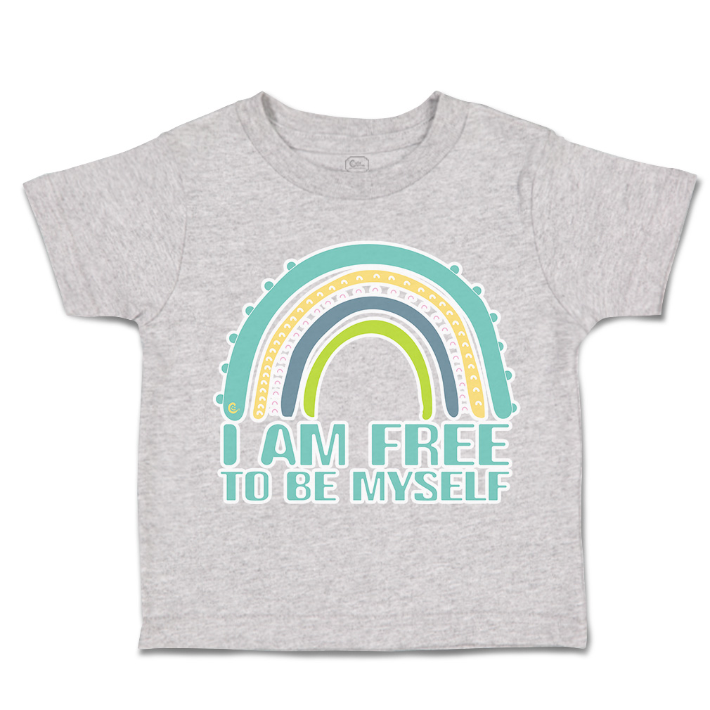 Toddler T-Shirt I Am Free to Be Myself Rainbow Cotton Boy & Girl Clothes - Picture 10 of 14