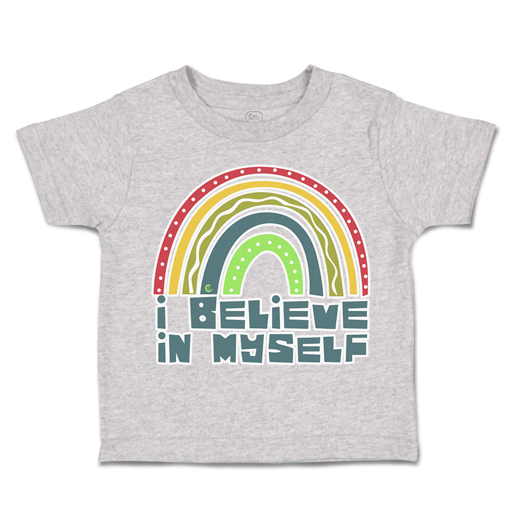 Toddler T-Shirt I Believe in Myself Rainbow Cotton Boy & Girl Clothes Funny Tee - Picture 10 of 14