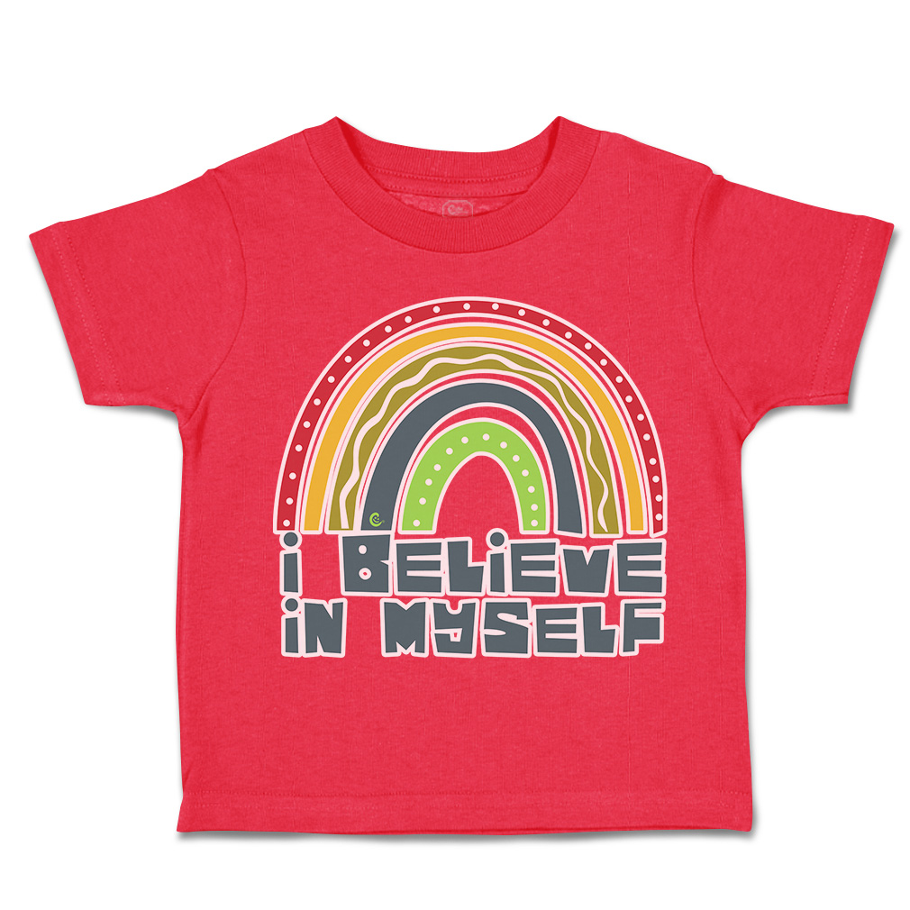 Toddler T-Shirt I Believe in Myself Rainbow Cotton Boy & Girl Clothes Funny Tee - Picture 11 of 14