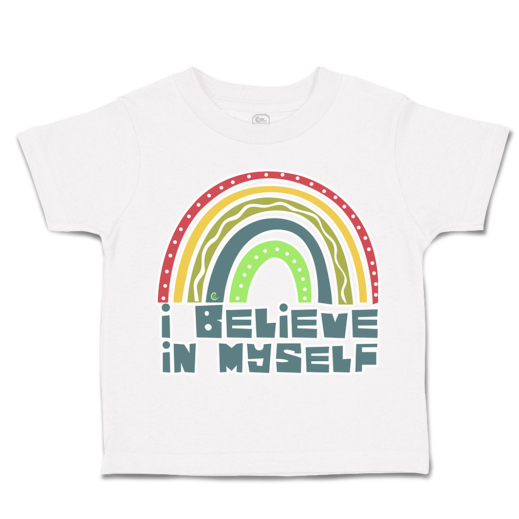 Toddler T-Shirt I Believe in Myself Rainbow Cotton Boy & Girl Clothes Funny Tee - Picture 13 of 14