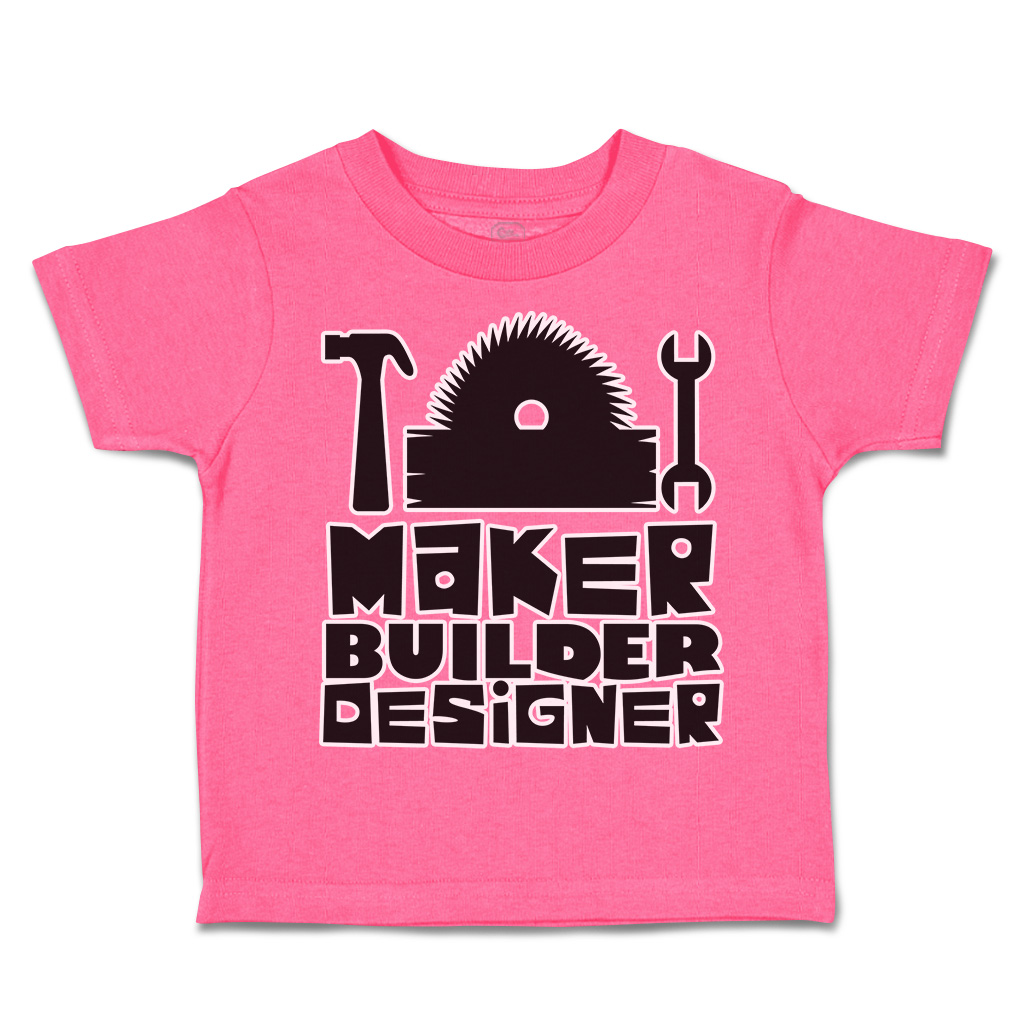 Toddler T-Shirt Maker Builder Designer Hammer Cotton Boy & Girl Clothes - Picture 7 of 14