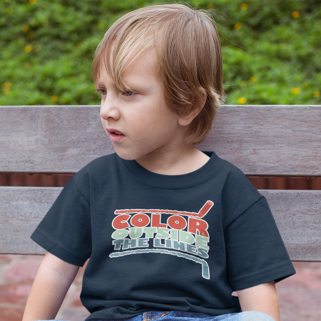 Toddler TShirt Colour Outside The Lines Crayons Cotton Boy & Girl