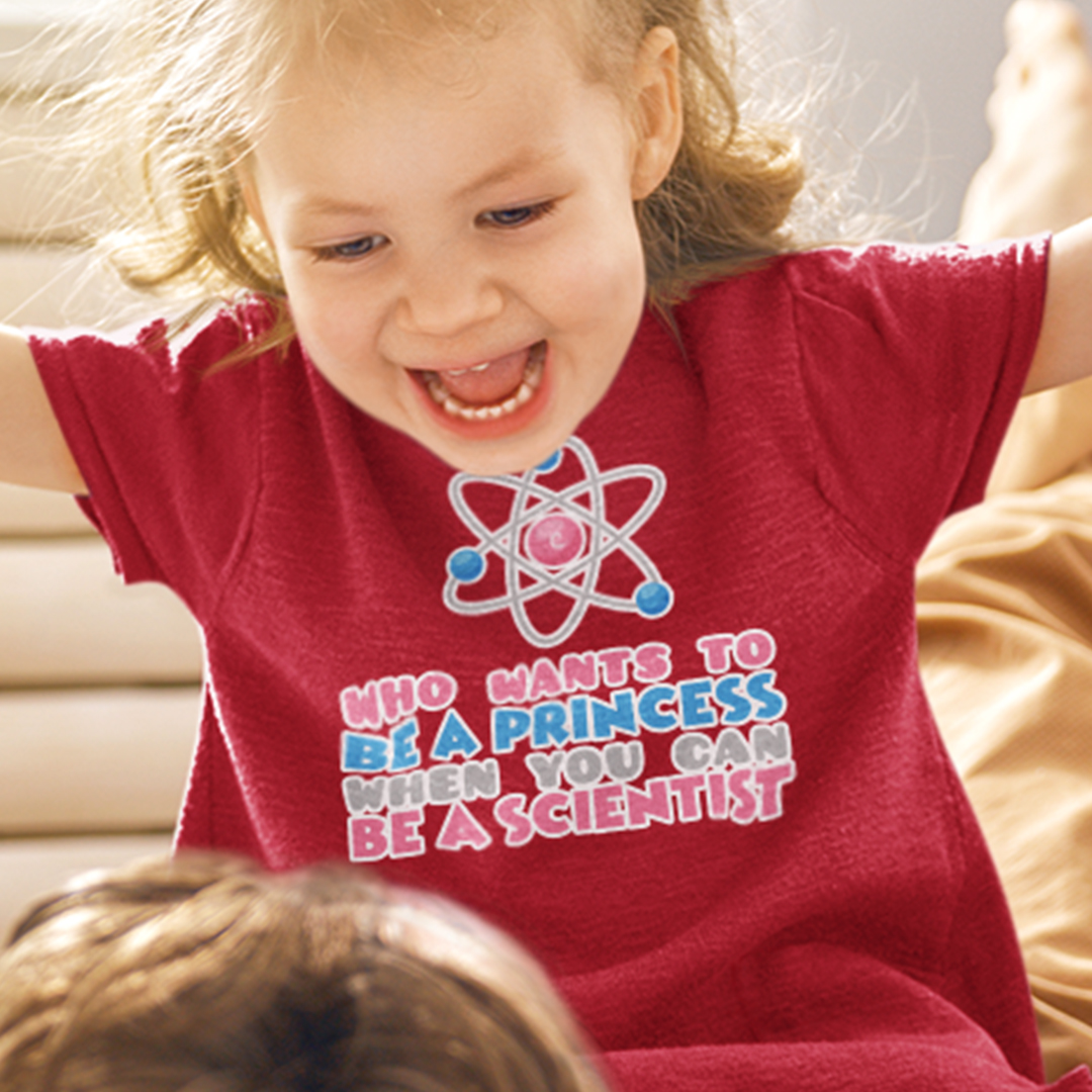 Toddler T-Shirt Wants to Be Princess Scientist Cotton Boy & Girl Clothes - Picture 2 of 14