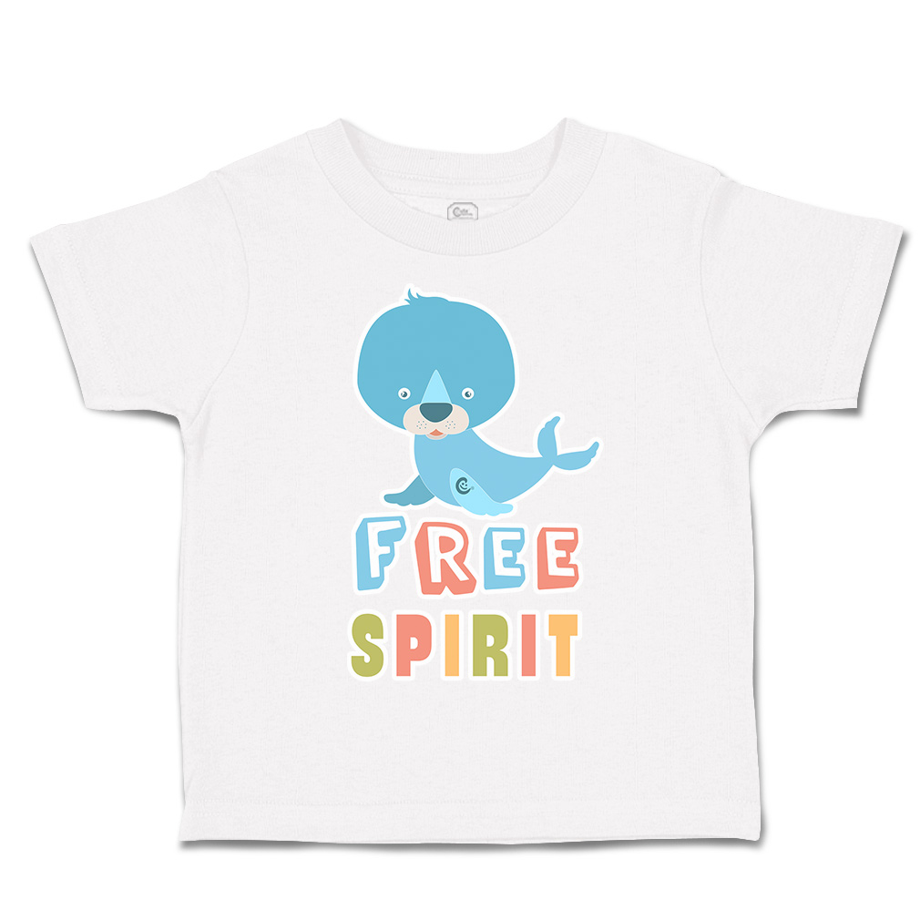 Toddler T-Shirt Free Spirit Seal Cotton Boy & Girl Clothes Funny Tee - Picture 13 of 14