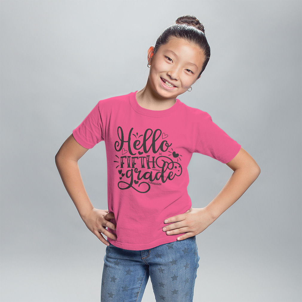 Toddler T-Shirt Hello Fifth Grade Style B Back to Class Boy & Girl Clothes Crown - Picture 4 of 14