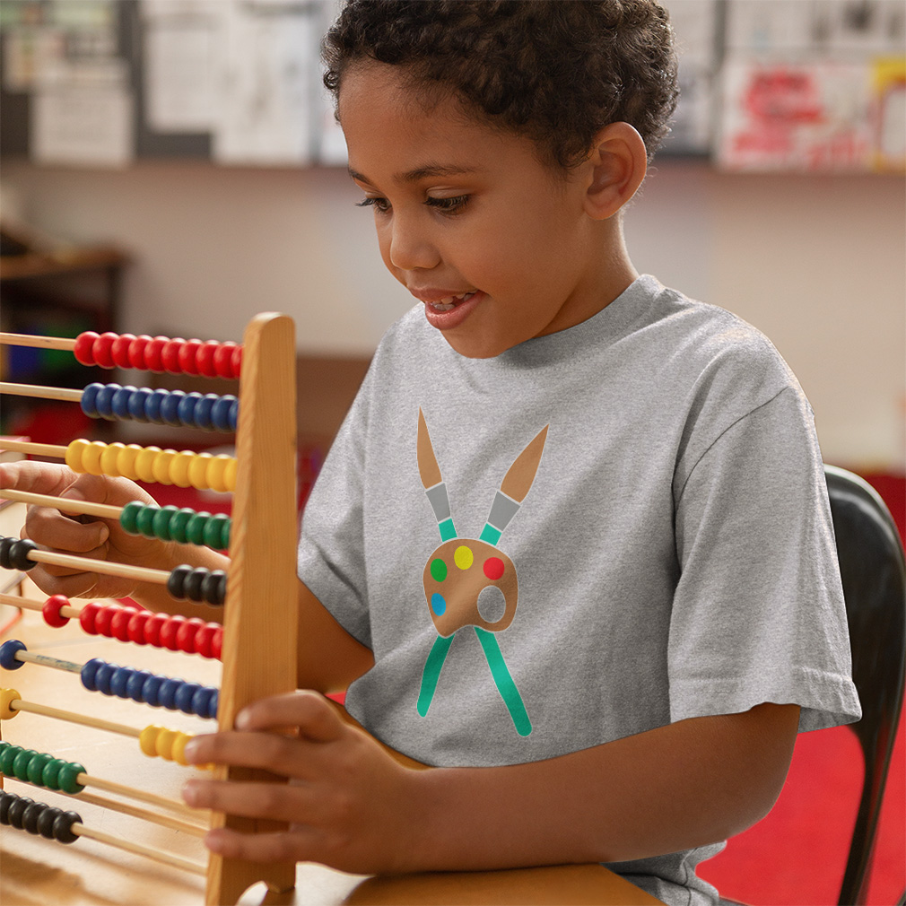 Toddler T-Shirt Paint Brushes with Pallet Back to Class Boy & Girl Clothes - Picture 4 of 14