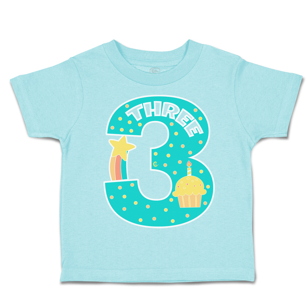 Toddler T-Shirt Birthday 3 Cotton Candles Boy & Girl Clothes Star Baby Funny Tee - Picture 6 of 18