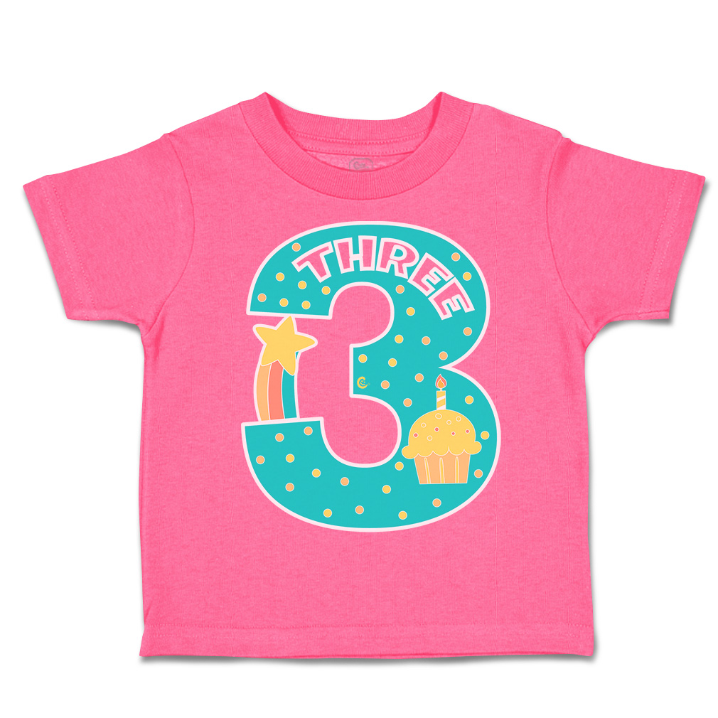 Toddler T-Shirt Birthday 3 Cotton Candles Boy & Girl Clothes Star Baby Funny Tee - Picture 7 of 18