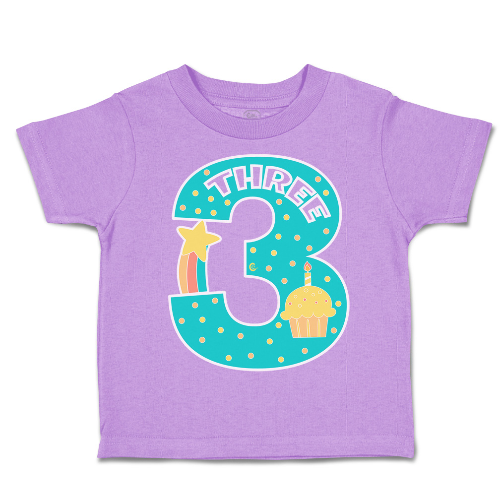 Toddler T-Shirt Birthday 3 Cotton Candles Boy & Girl Clothes Star Baby Funny Tee - Picture 5 of 18