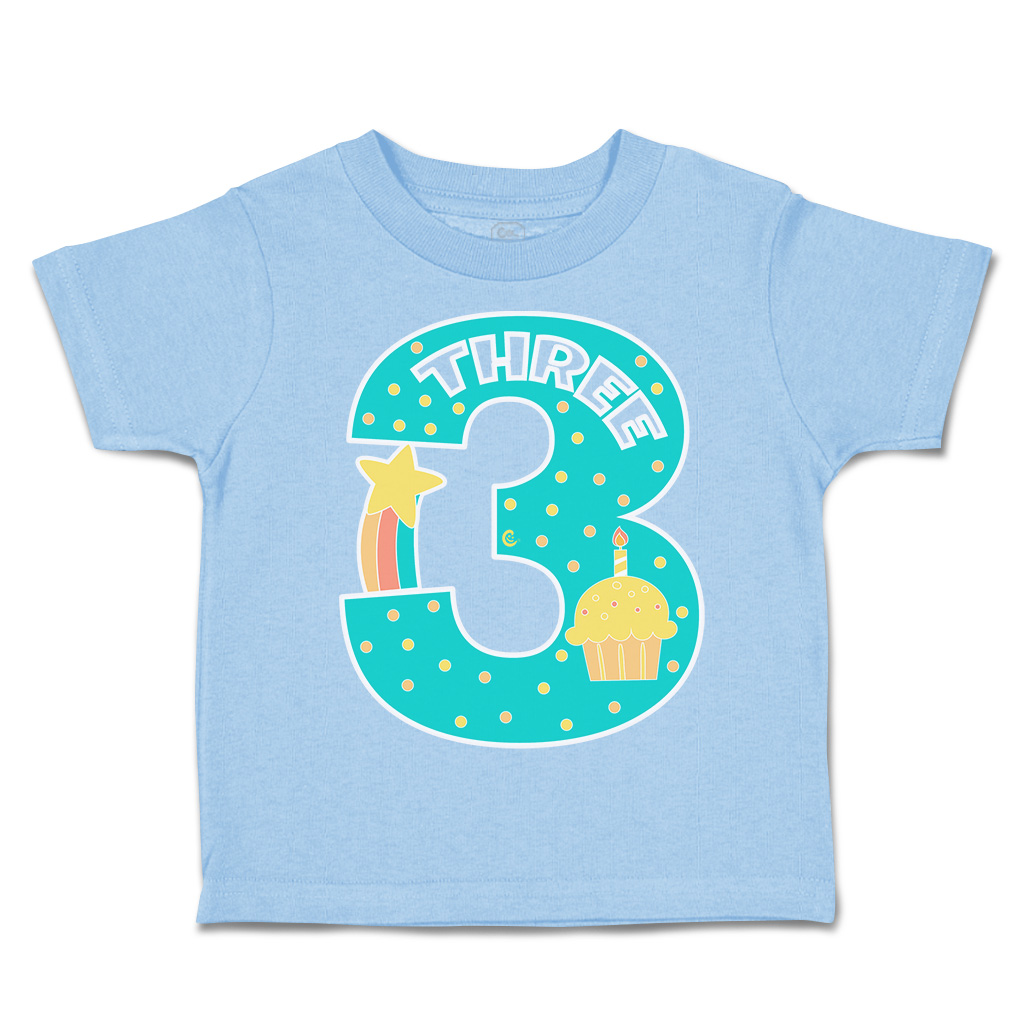 Toddler T-Shirt Birthday 3 Cotton Candles Boy & Girl Clothes Star Baby Funny Tee - Picture 16 of 18