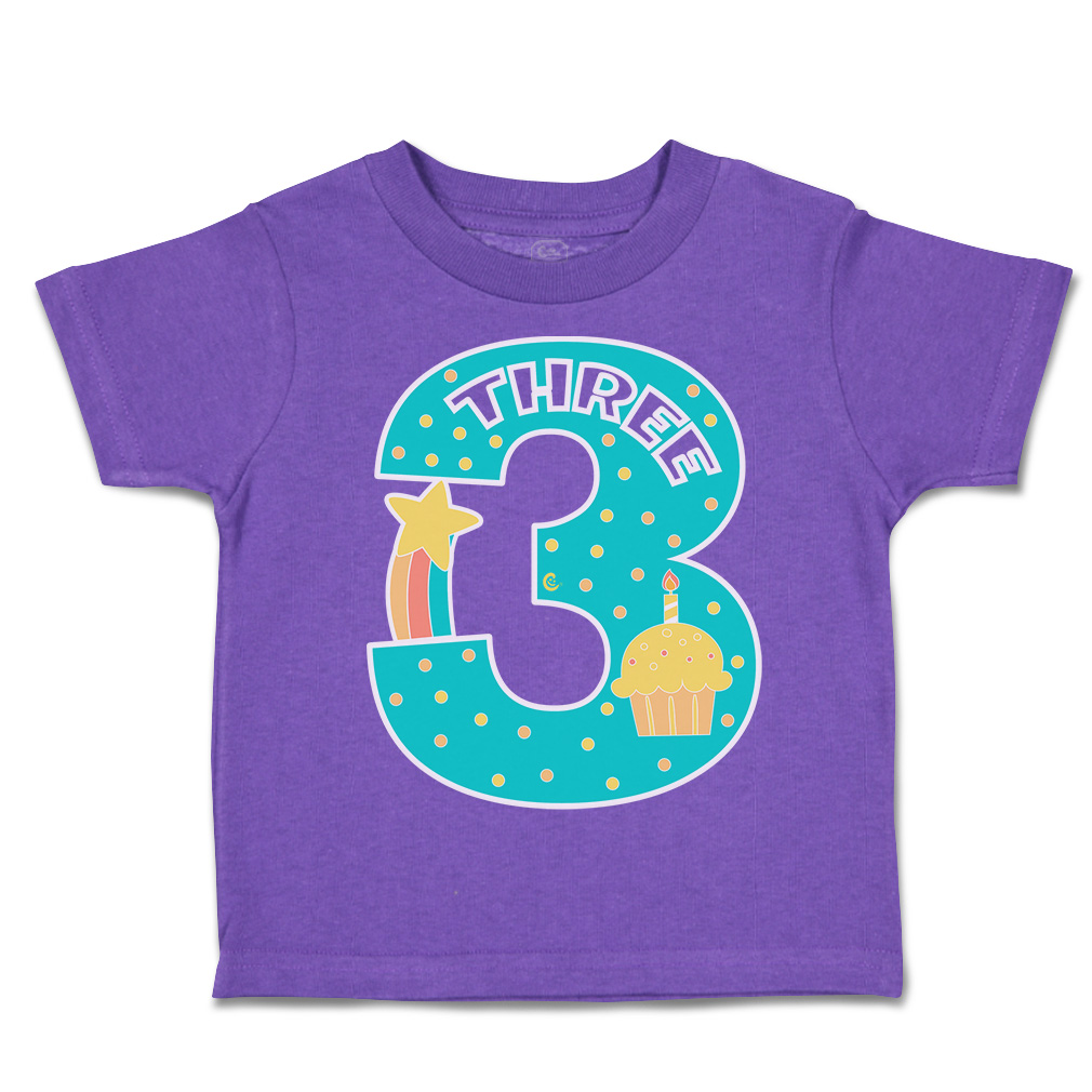 Toddler T-Shirt Birthday 3 Cotton Candles Boy & Girl Clothes Star Baby Funny Tee - Picture 17 of 18