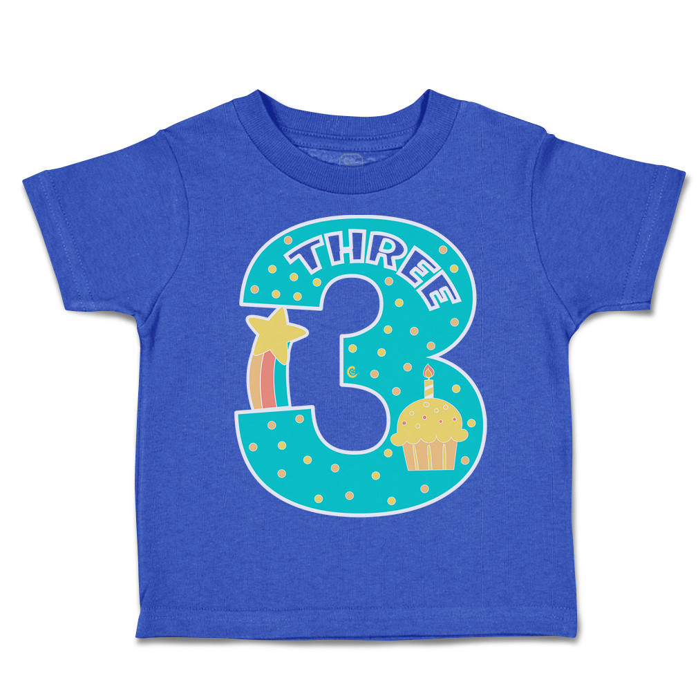 Toddler T-Shirt Birthday 3 Cotton Candles Boy & Girl Clothes Star Baby Funny Tee - Picture 13 of 18