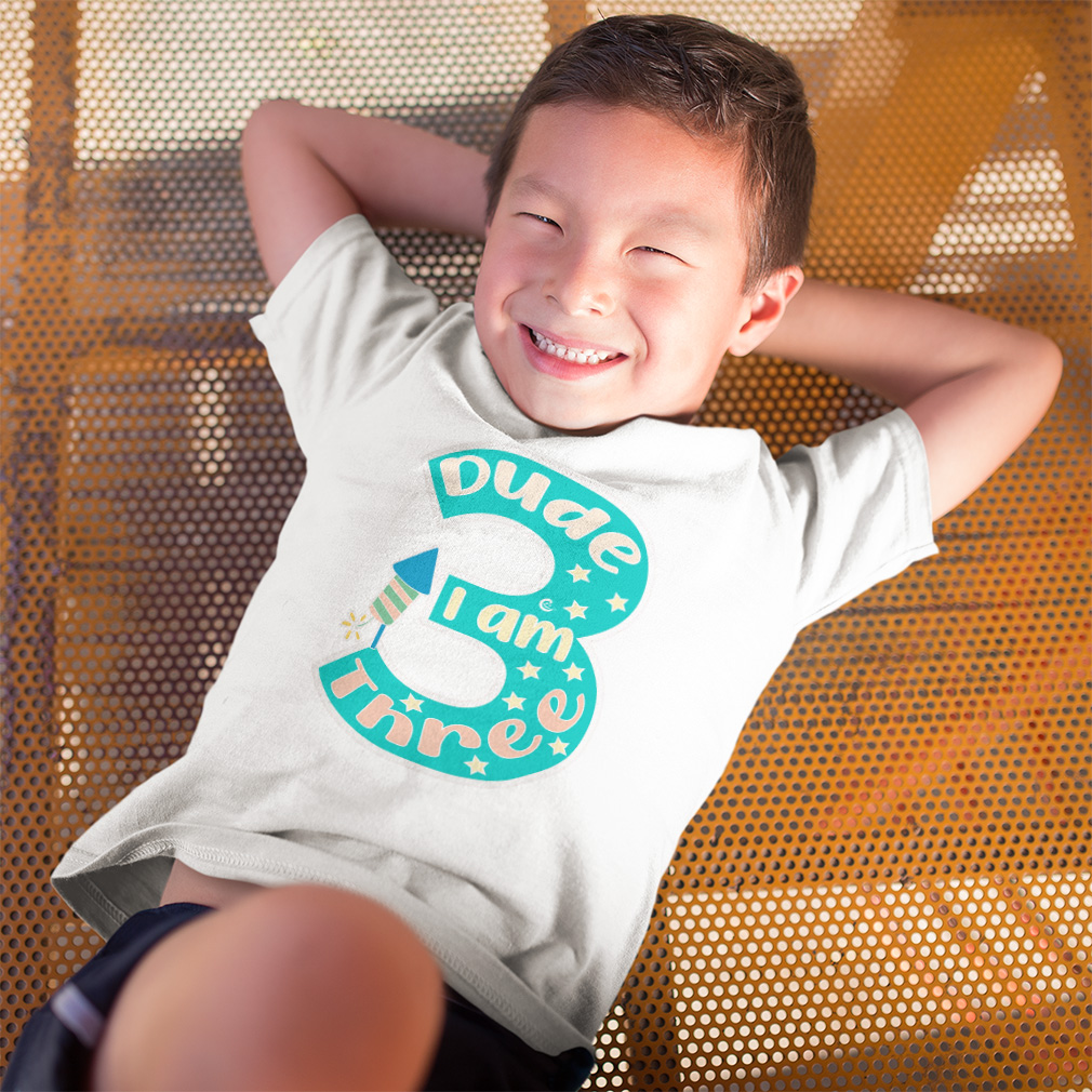 Toddler T-Shirt Dude I Am 3 Cotton Fireworks Boy & Girl Clothes Baby Funny Tee - Picture 3 of 18