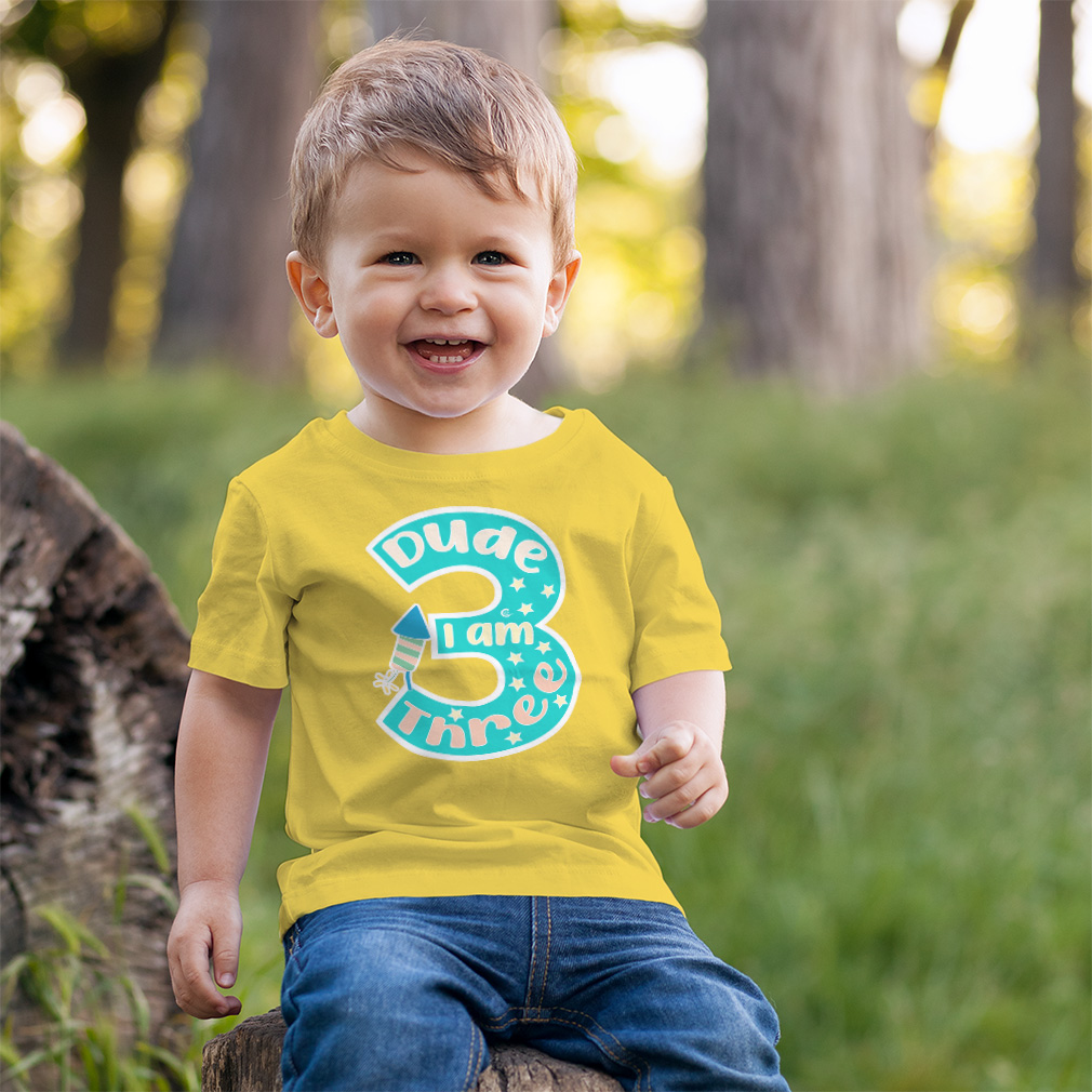 Toddler T-Shirt Dude I Am 3 Cotton Fireworks Boy & Girl Clothes Baby Funny Tee - Picture 4 of 18
