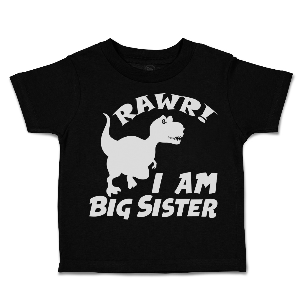 Toddler T-Shirt Rawr I Am Big Sister Dinosaur Cotton Animal Boy & Girl Clothes - Picture 8 of 18