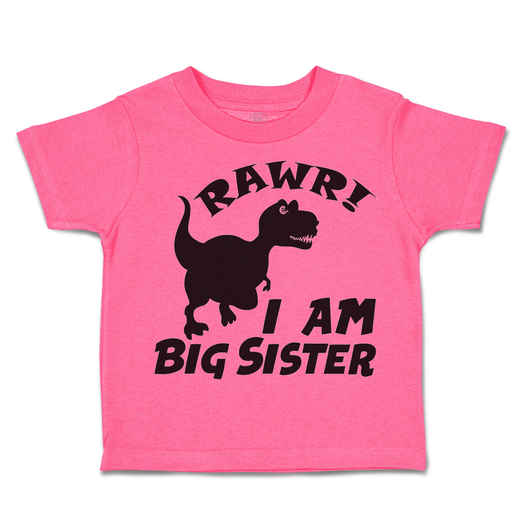 Toddler T-Shirt Rawr I Am Big Sister Dinosaur Cotton Animal Boy & Girl Clothes - Picture 7 of 18
