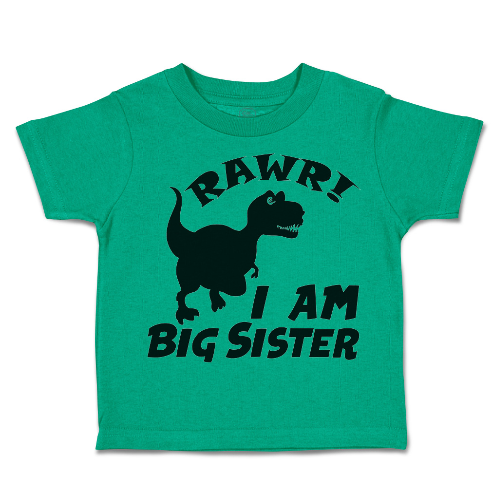 Toddler T-Shirt Rawr I Am Big Sister Dinosaur Cotton Animal Boy & Girl Clothes - Picture 9 of 18