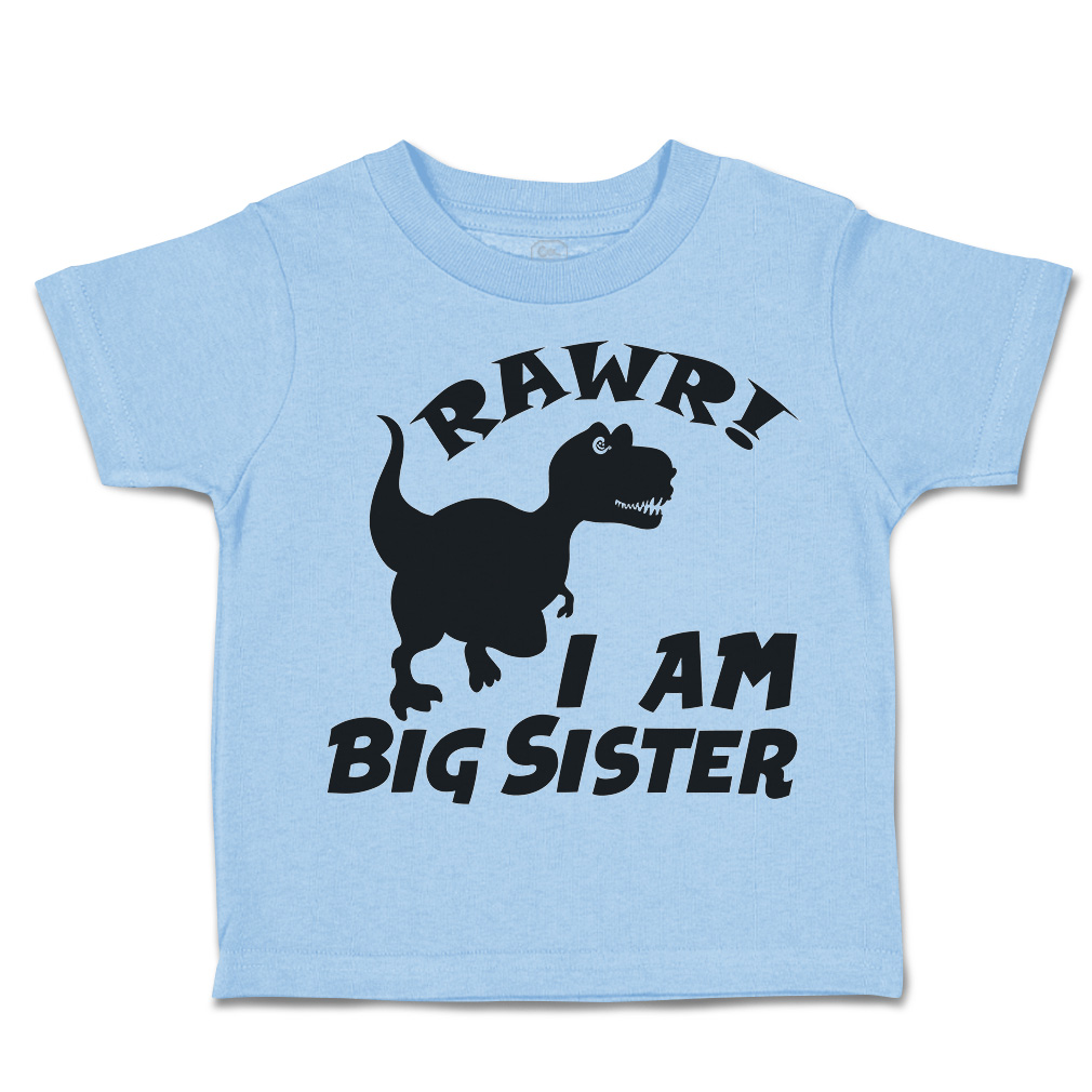 Toddler T-Shirt Rawr I Am Big Sister Dinosaur Cotton Animal Boy & Girl Clothes - Picture 16 of 18