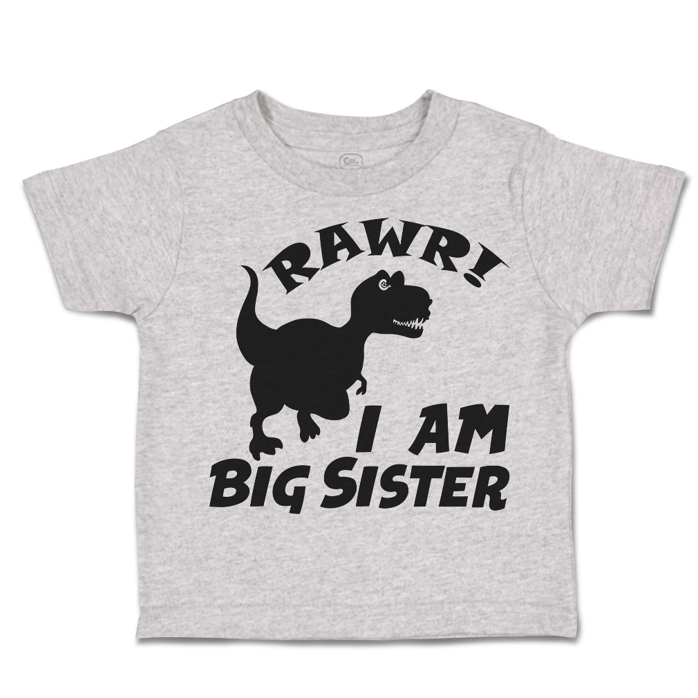 Toddler T-Shirt Rawr I Am Big Sister Dinosaur Cotton Animal Boy & Girl Clothes - Picture 11 of 18