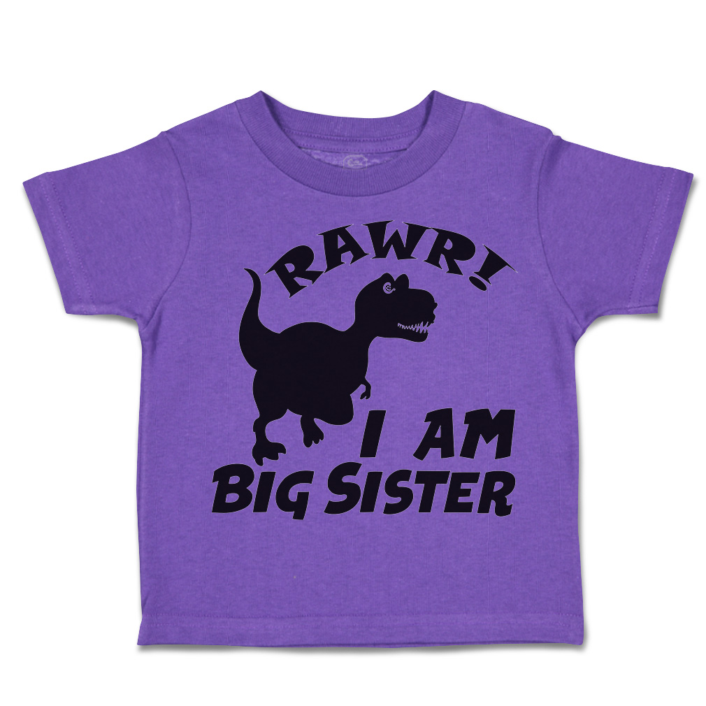 Toddler T-Shirt Rawr I Am Big Sister Dinosaur Cotton Animal Boy & Girl Clothes - Picture 17 of 18
