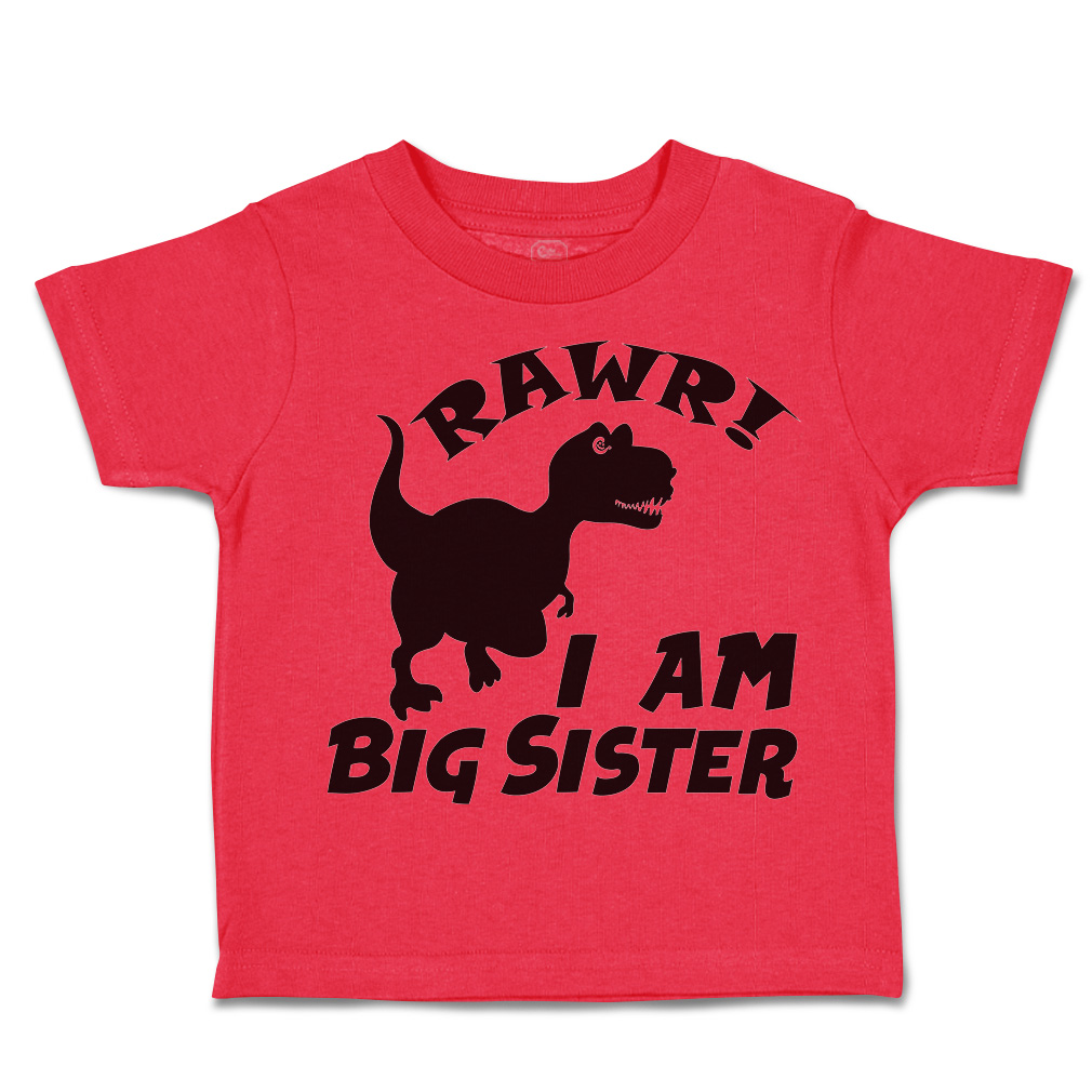 Toddler T-Shirt Rawr I Am Big Sister Dinosaur Cotton Animal Boy & Girl Clothes - Picture 12 of 18