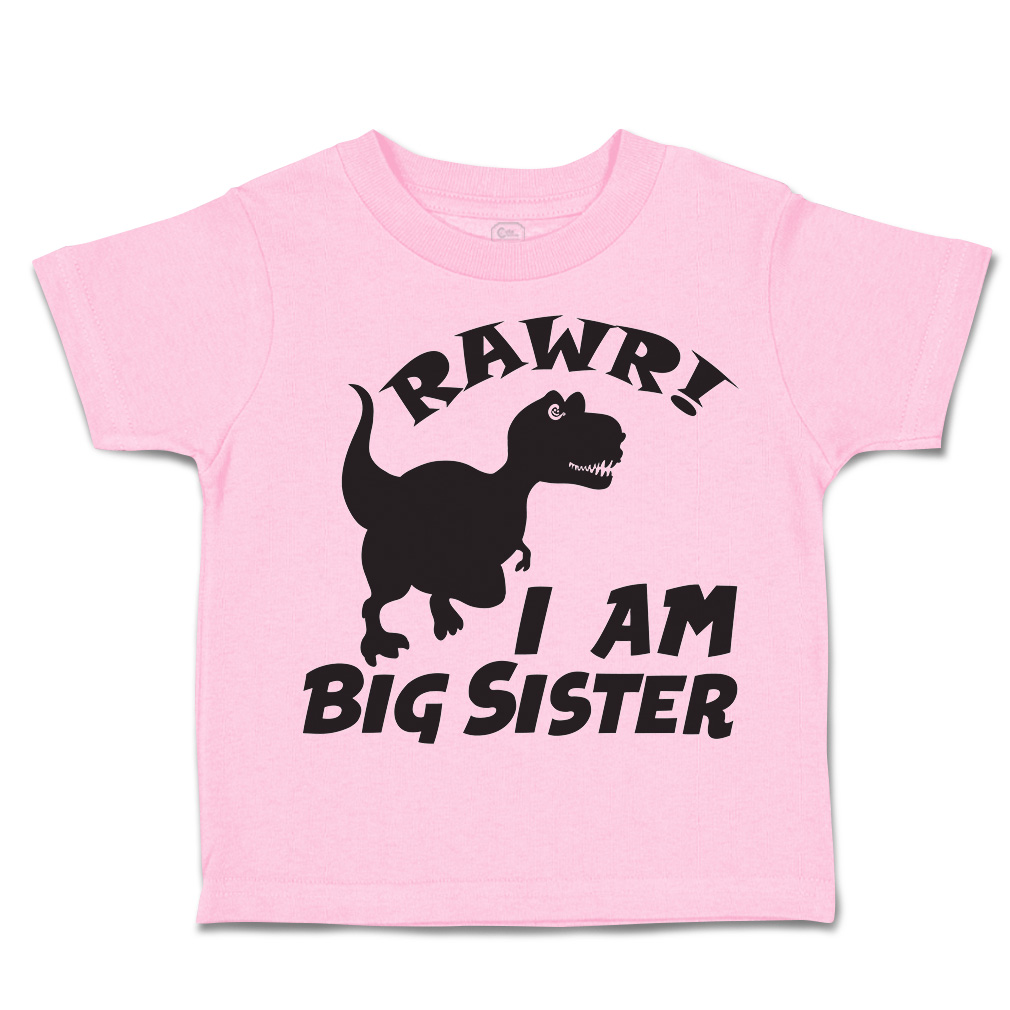 Toddler T-Shirt Rawr I Am Big Sister Dinosaur Cotton Animal Boy & Girl Clothes - Picture 18 of 18