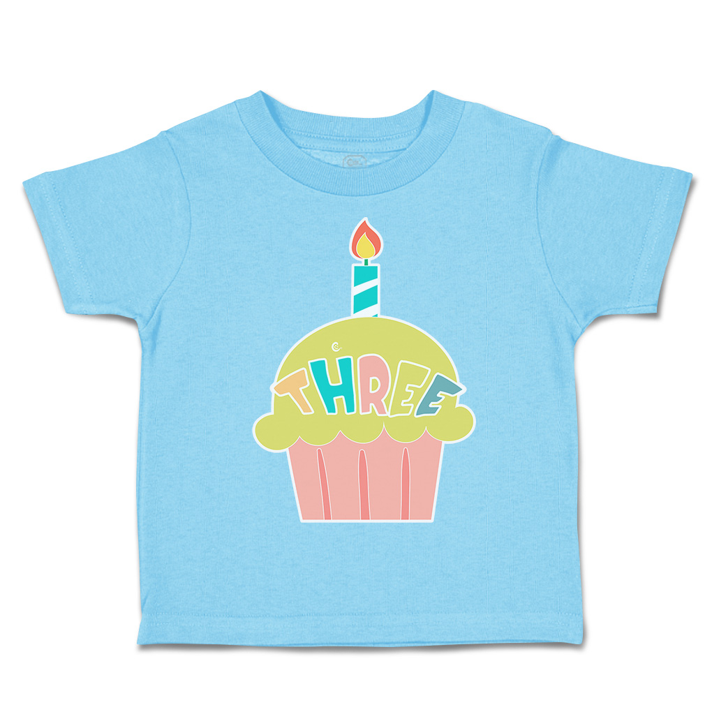Toddler T-Shirt 3 Cupcake Candles Cotton Birthday Party Boy & Girl Clothes - Picture 15 of 18