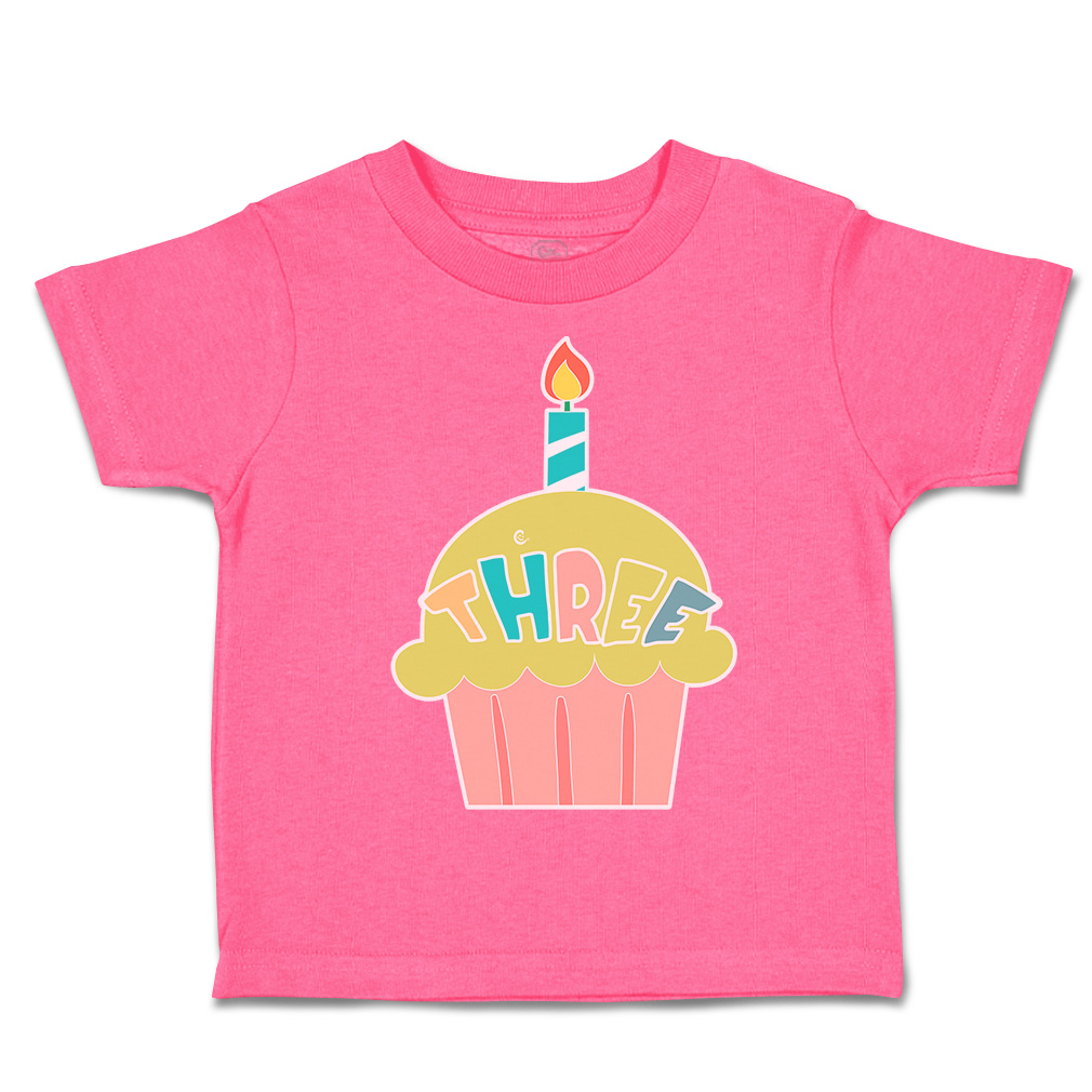 Toddler T-Shirt 3 Cupcake Candles Cotton Birthday Party Boy & Girl Clothes - Picture 7 of 18