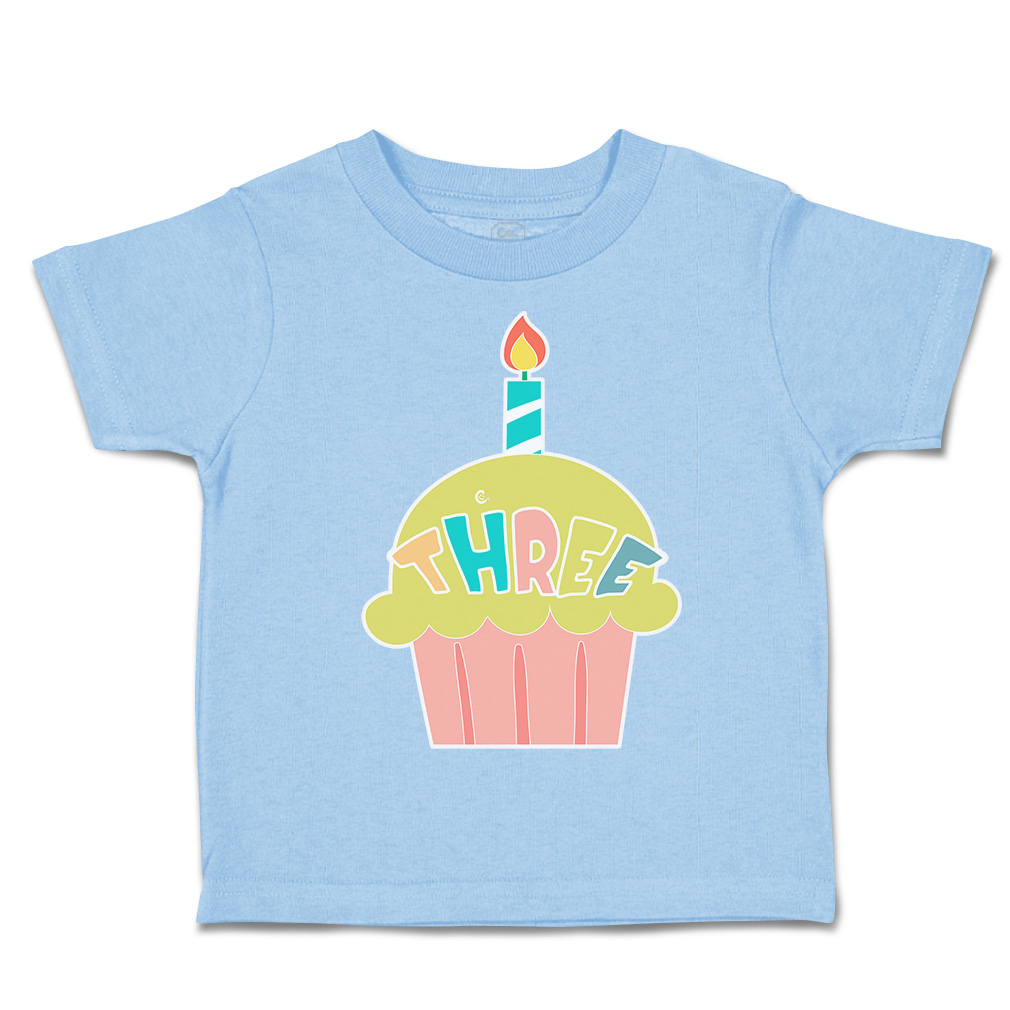 Toddler T-Shirt 3 Cupcake Candles Cotton Birthday Party Boy & Girl Clothes - Picture 16 of 18