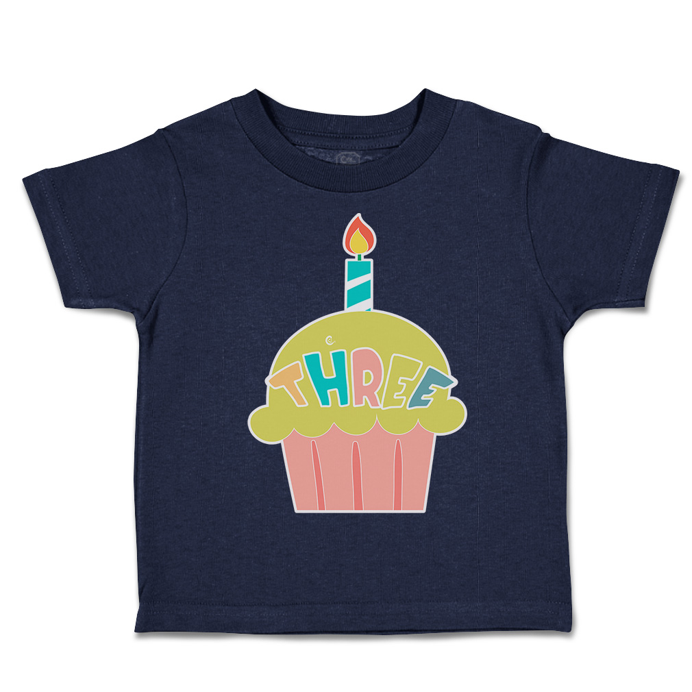 Toddler T-Shirt 3 Cupcake Candles Cotton Birthday Party Boy & Girl Clothes - Picture 10 of 18