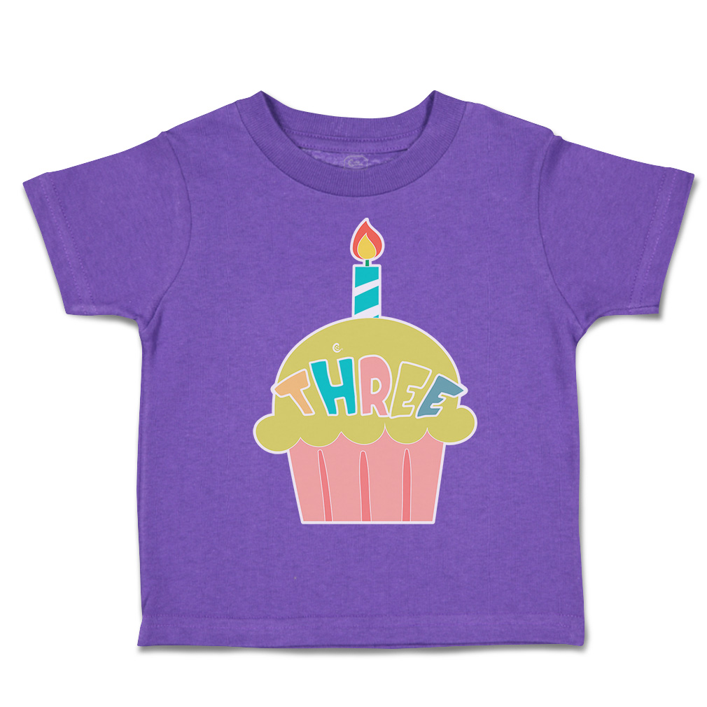 Toddler T-Shirt 3 Cupcake Candles Cotton Birthday Party Boy & Girl Clothes - Picture 17 of 18