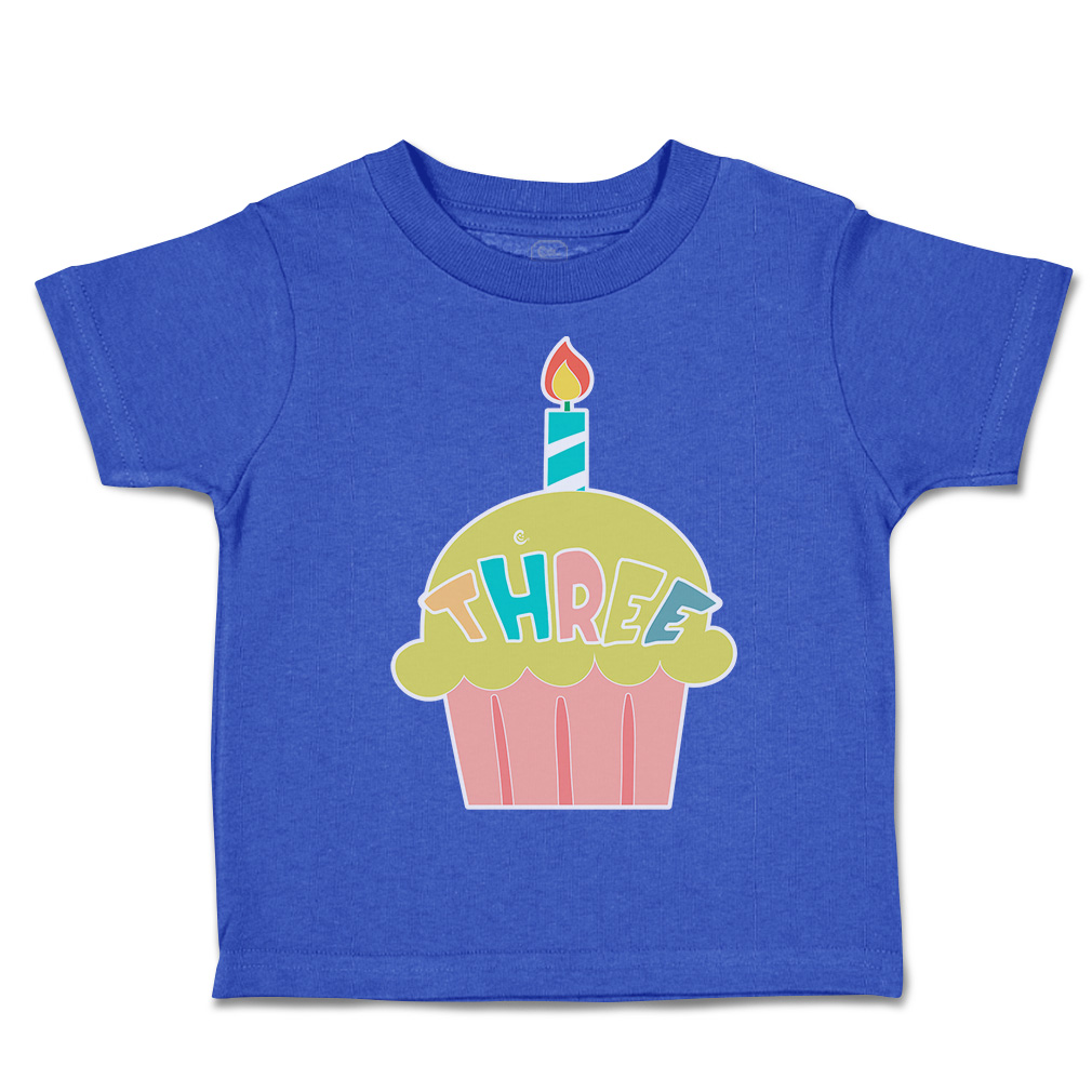 Toddler T-Shirt 3 Cupcake Candles Cotton Birthday Party Boy & Girl Clothes - Picture 13 of 18
