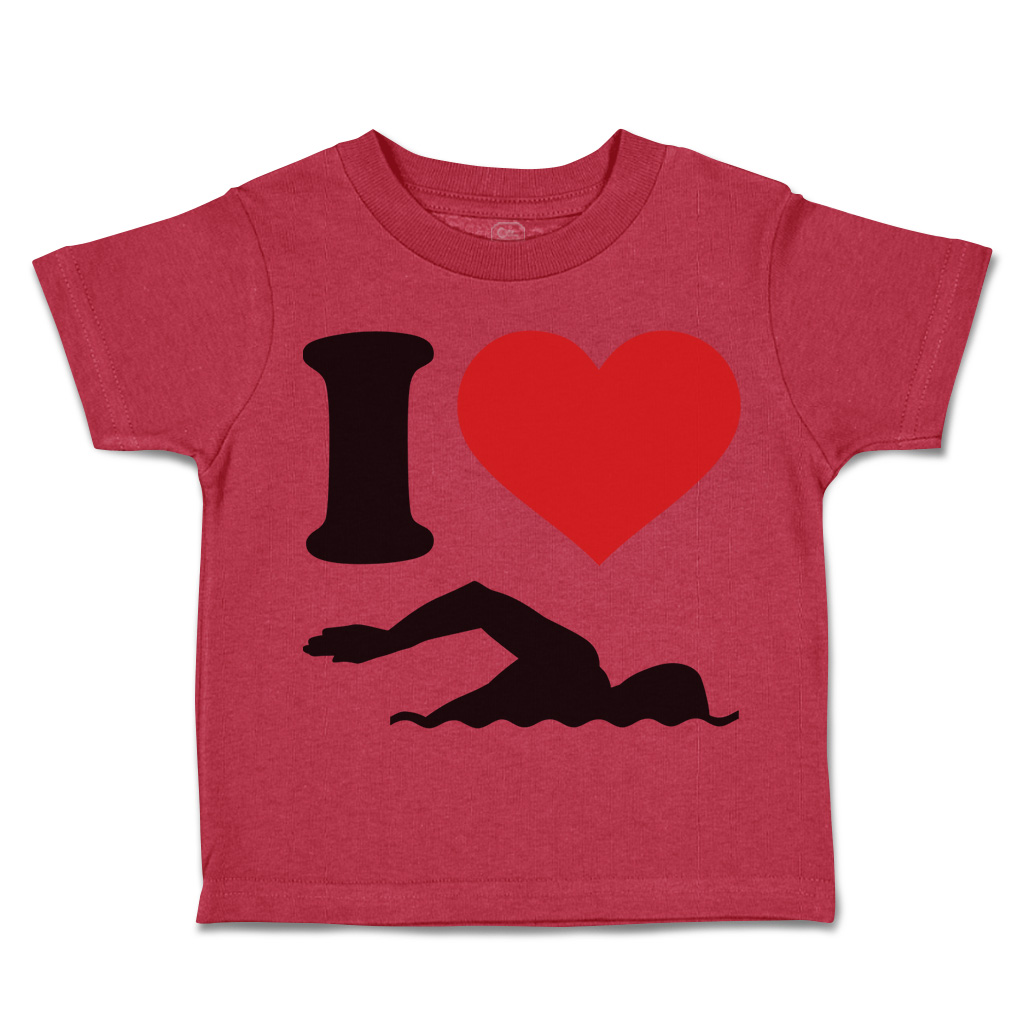 Toddler T-Shirt I Love Swimming Olympics Boy & Girl Clothes Cotton - Picture 28 of 39