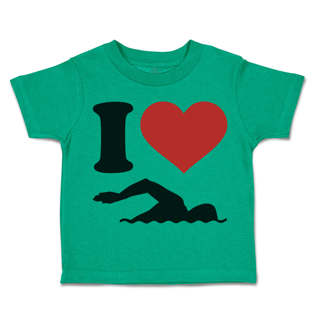 Toddler T-Shirt I Love Swimming Olympics Boy & Girl Clothes Cotton - Picture 36 of 39