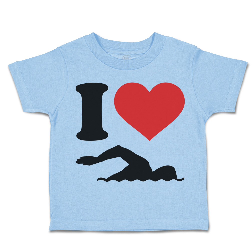 Toddler T-Shirt I Love Swimming Olympics Boy & Girl Clothes Cotton - Picture 14 of 39