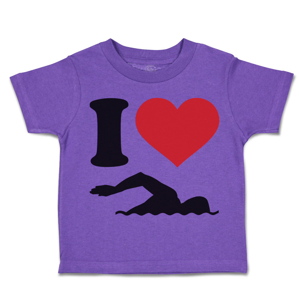 Toddler T-Shirt I Love Swimming Olympics Boy & Girl Clothes Cotton - Picture 38 of 39