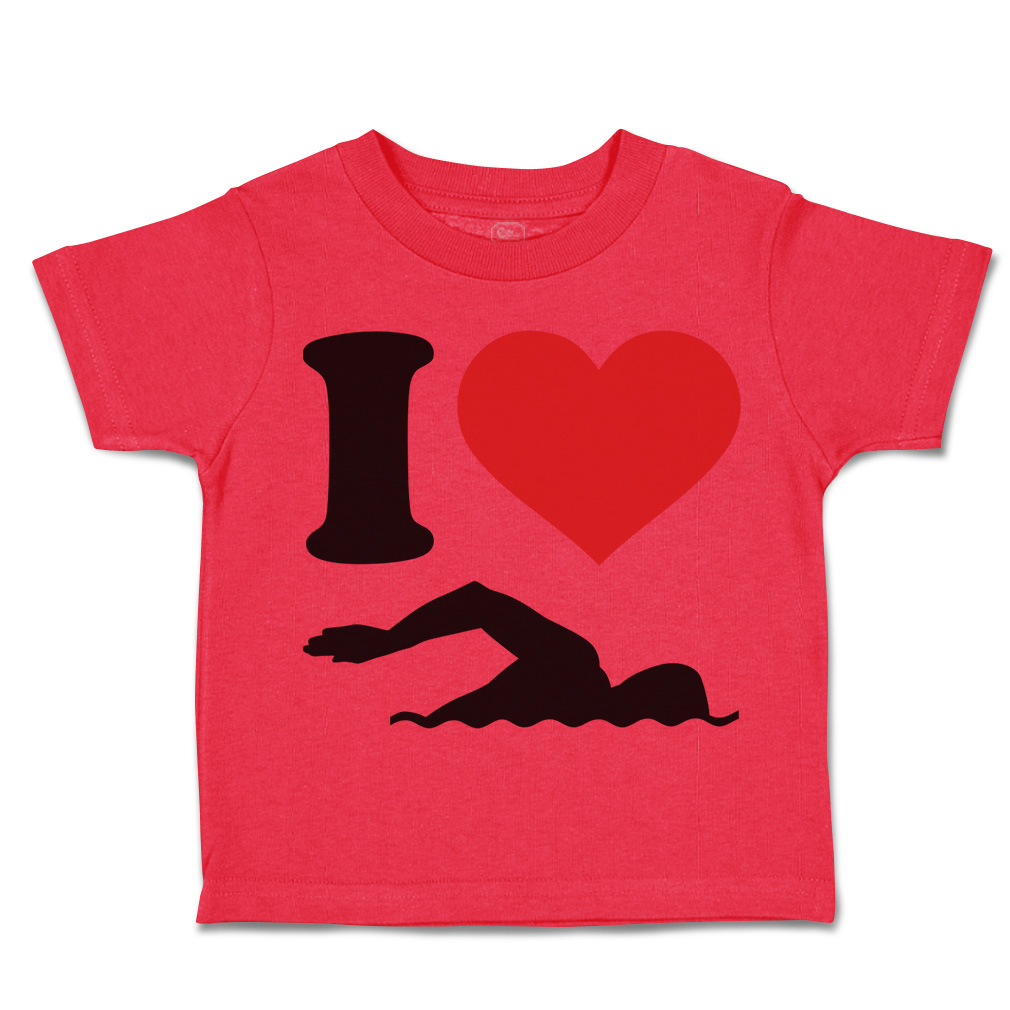 Toddler T-Shirt I Love Swimming Olympics Boy & Girl Clothes Cotton - Picture 26 of 39